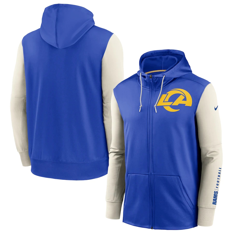 NFL Nike Los Angeles Rams Royal Bone Fan Gear Mascot Performance FullZip Hoodie->los angeles chargers->NFL Jersey